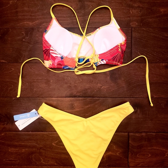 Floral Print Neon Bikini Set ~ Size S (4-6) - Picture 6 of 10